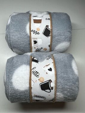 Cozy Gray Coffee Print Equine Polo Wraps - Set of 2